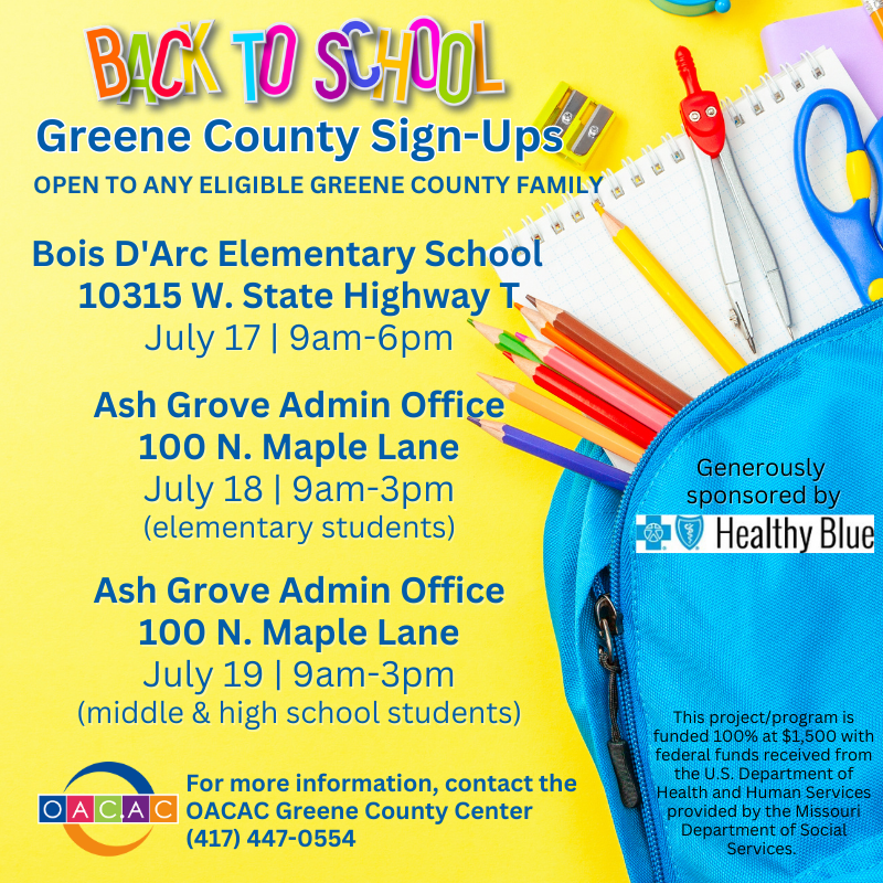 OACAC Greene County Back To School Assistance